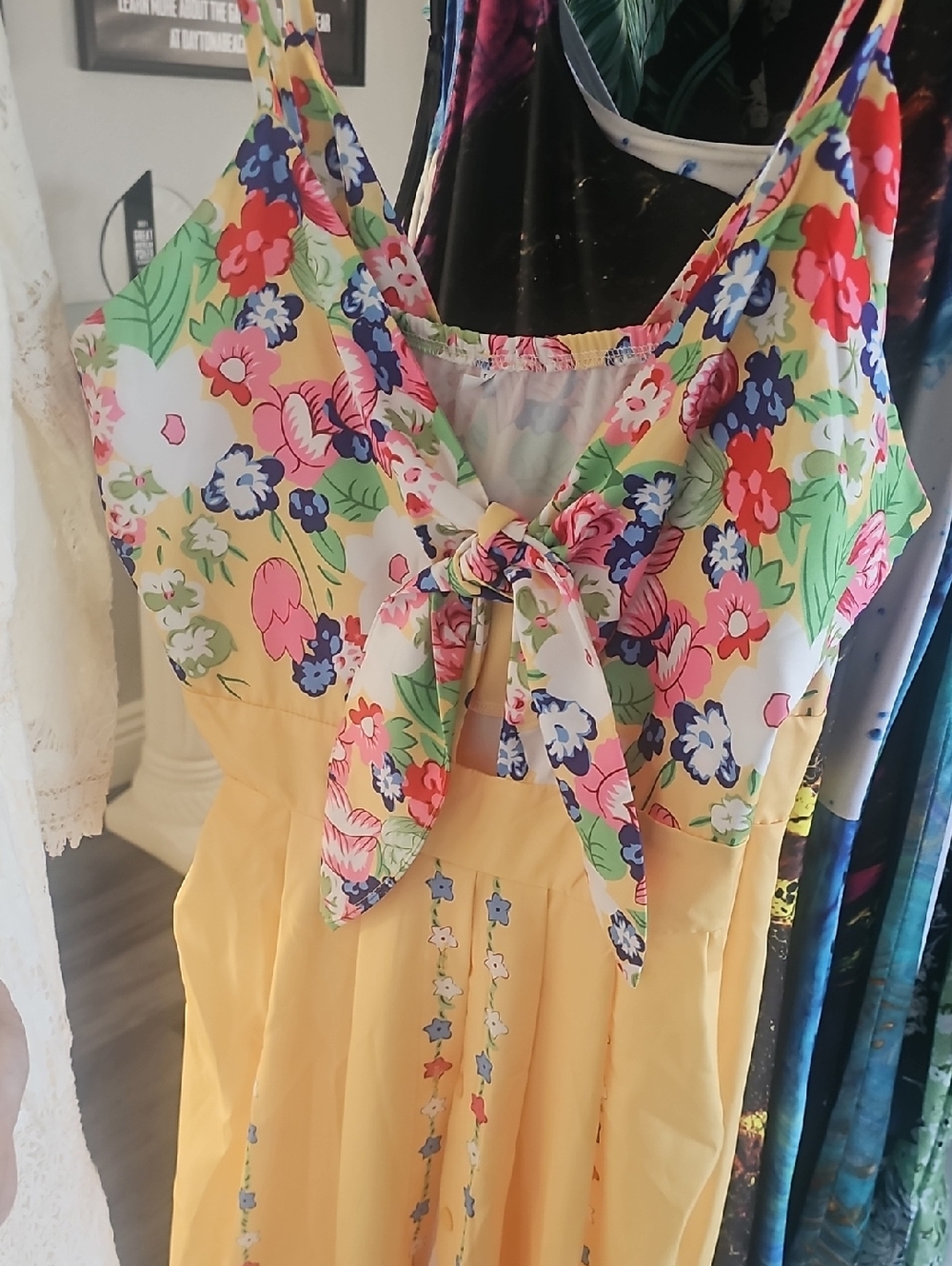 NWT Yellow Floral Button Down Maxi Dress Size L Retail $49